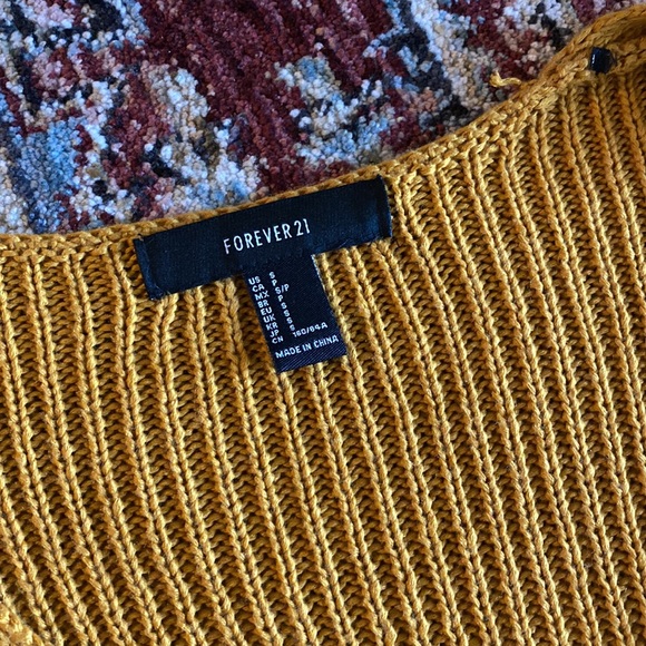 Forever 21 yellow bell sleeve cropped sweater - Picture 2 of 3